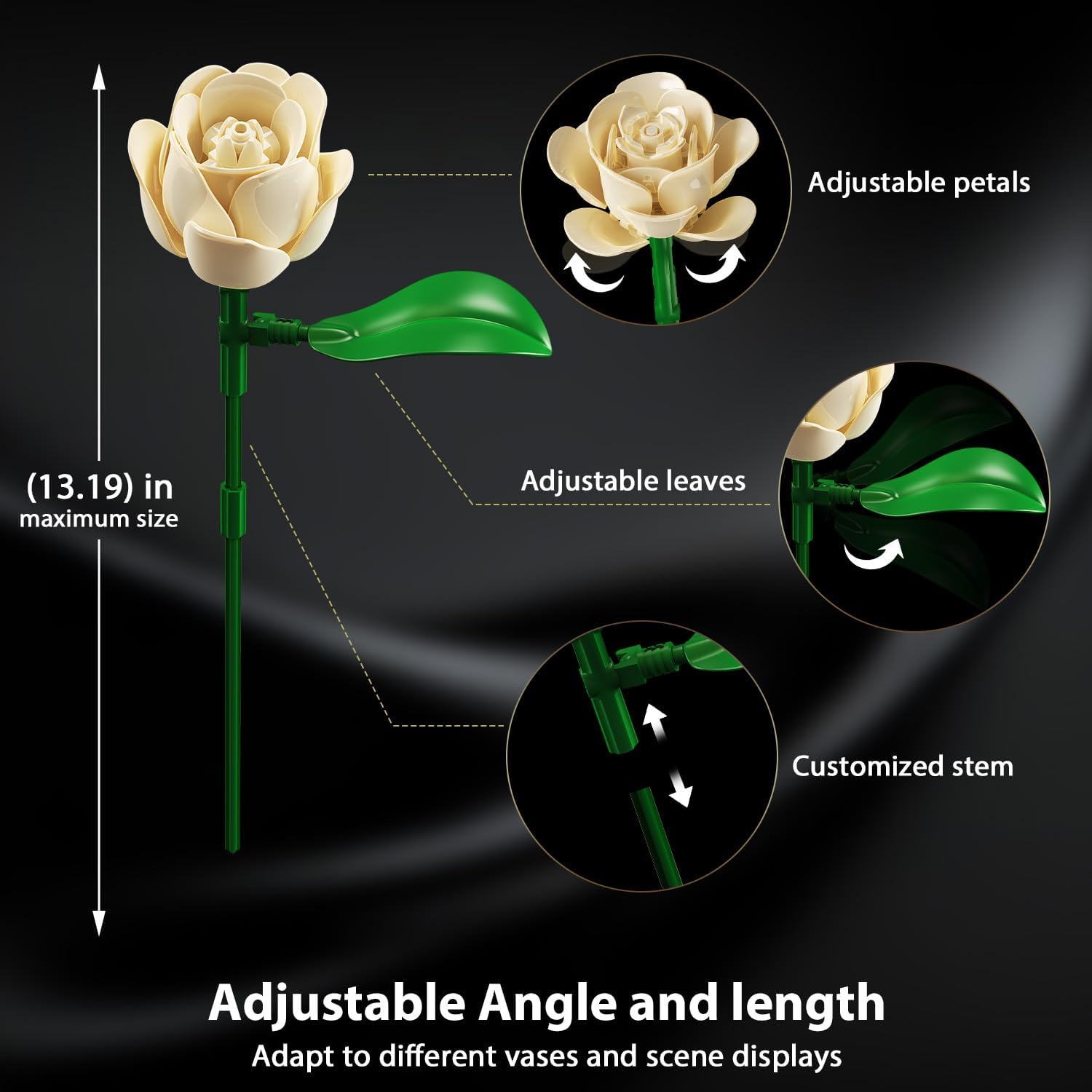 Set di Costruzioni Bouquet di Rose Bianche con Luci LED