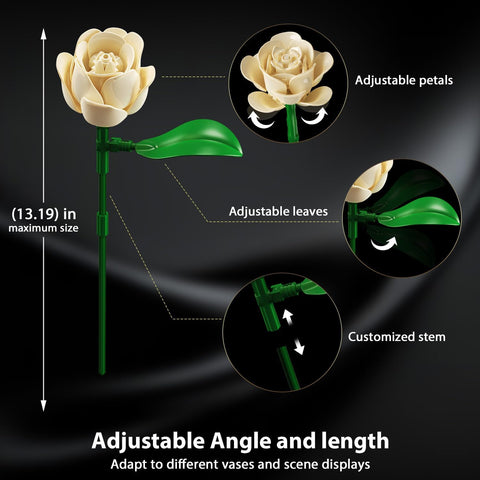 Set di Costruzioni Bouquet di Rose Bianche con Luci LED