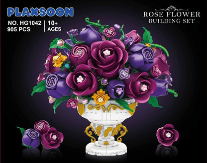 Lila-Rosen-Blumen-Bausatz mit Vase