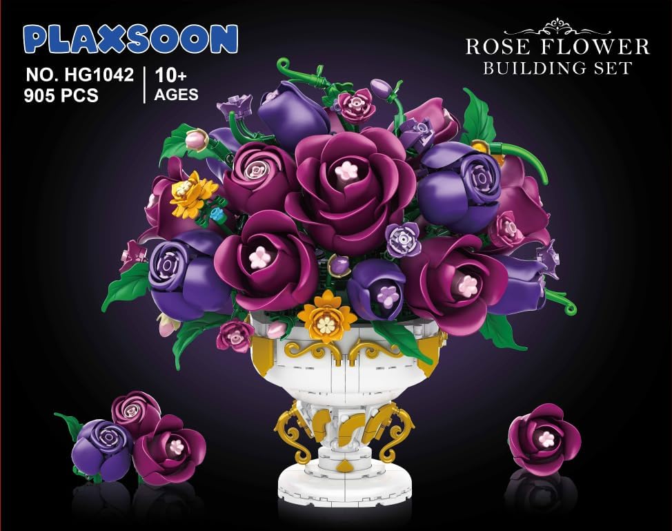 Bouquet di Rose Viola con Vaso – Kit di Costruzione