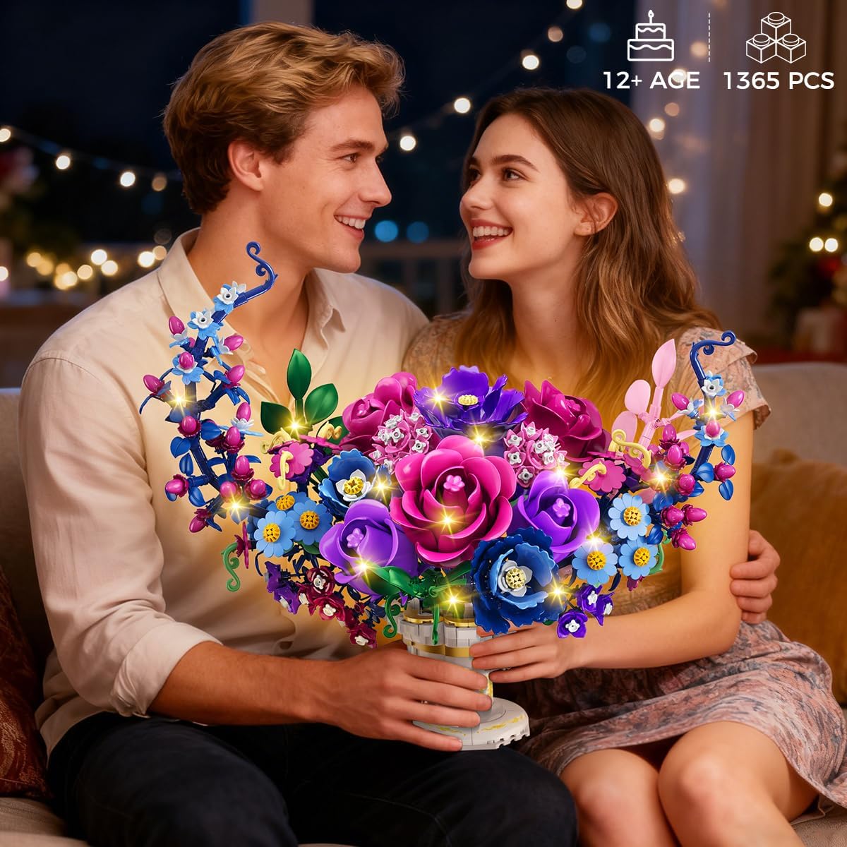 Set di Costruzioni Floreali Luna con Luci LED