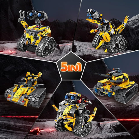Kit Robotico 5-in-1 per Bambini – 520 Pezzi con App e Telecomando, Robot da Parete, Ingegnere e Dinosauro