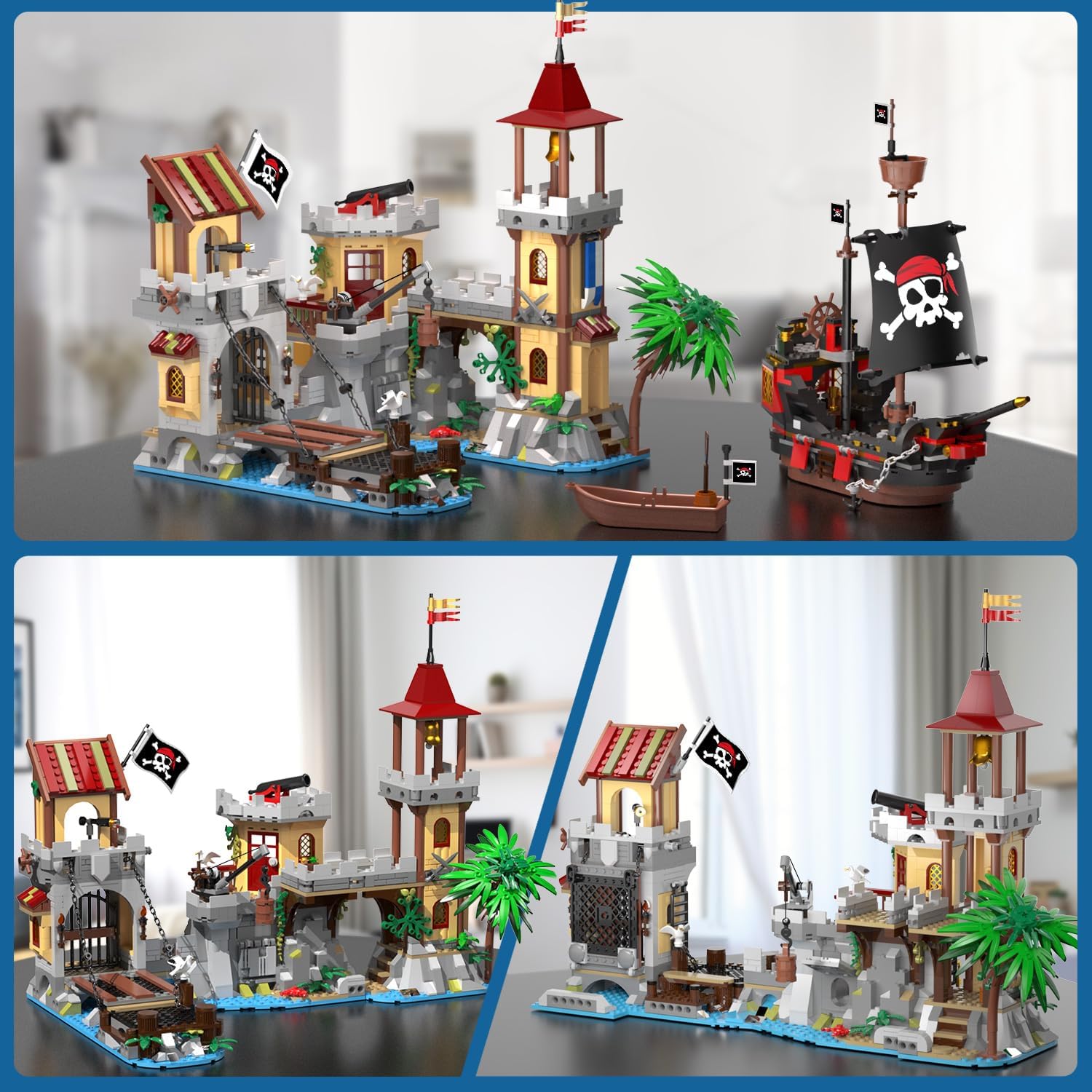 Set da Costruzione Castello dei Pirati con Illuminazione LED