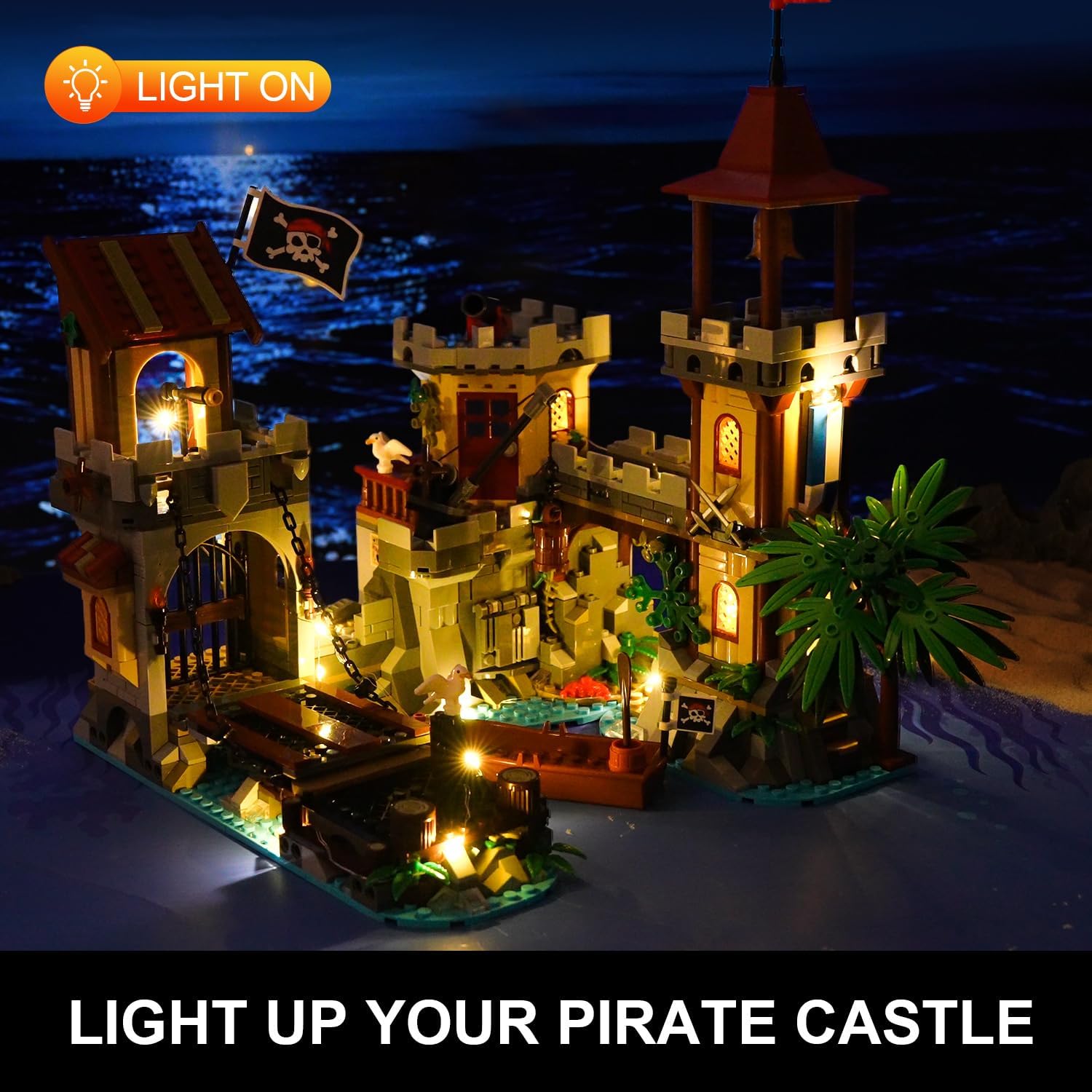 Set da Costruzione Castello dei Pirati con Illuminazione LED