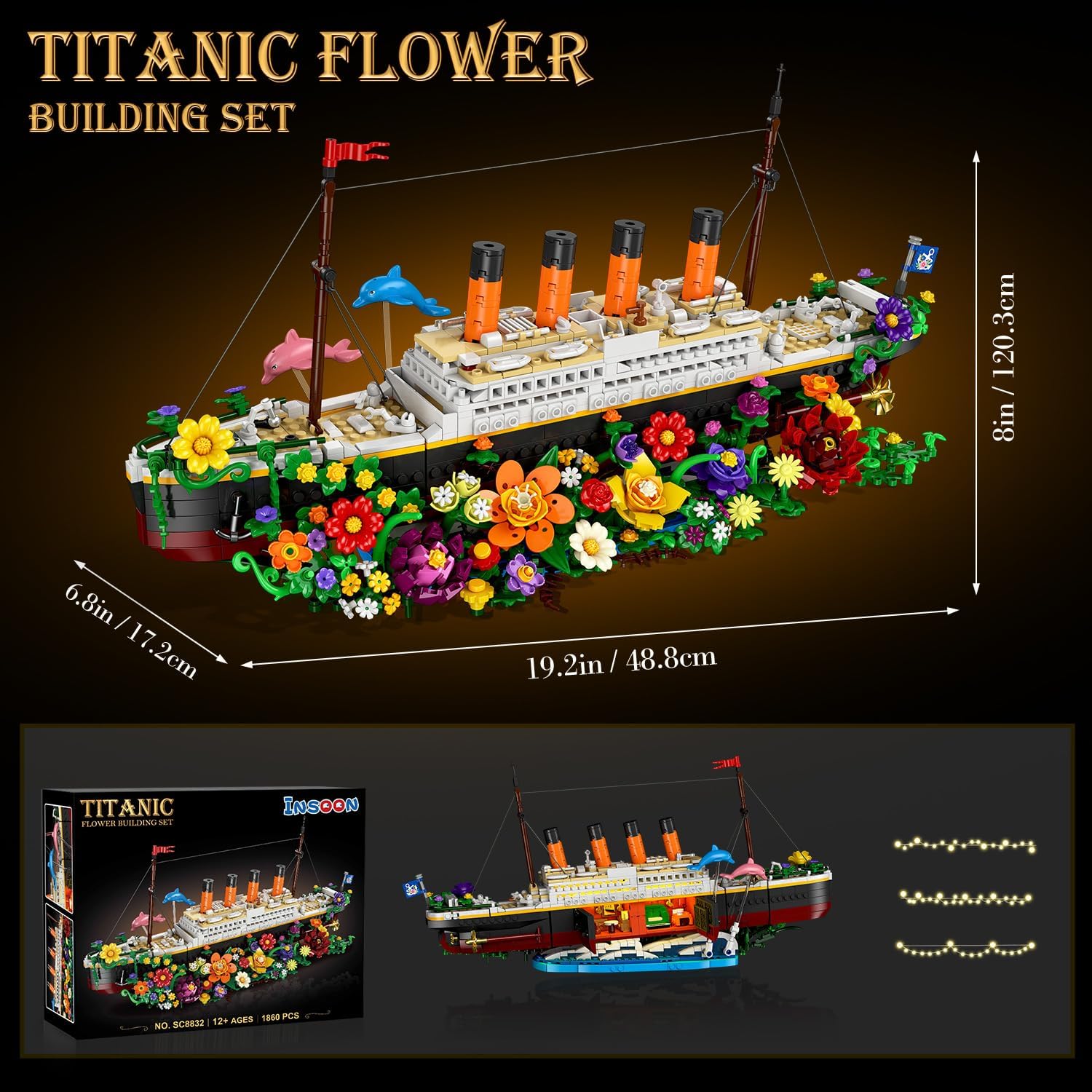 Set di Costruzioni Titanic Floreale con Luci LED