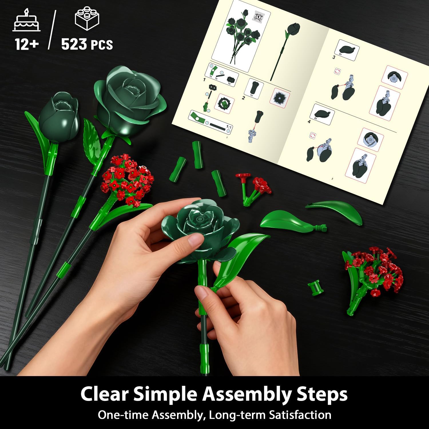 Set di Costruzioni Bouquet di Fiori con Luci LED