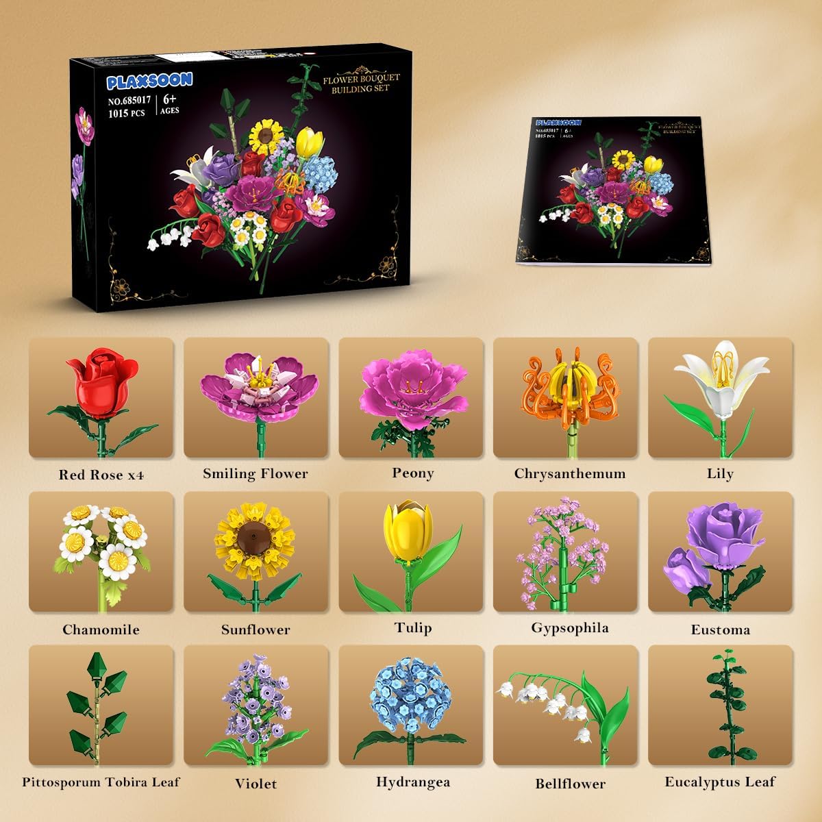 Bouquet di rose in mattoncini – set di costruzione con 18 rose