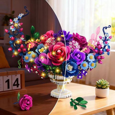 Set di Costruzioni Floreali Luna con Luci LED