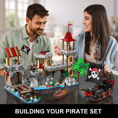 Set da Costruzione Castello dei Pirati con Illuminazione LED