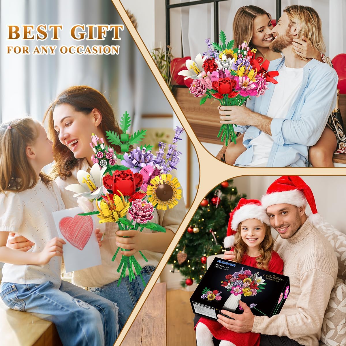 Kit di Costruzione Bouquet Floreale con 18 Fiori, Rose e Girasoli – Decorazione per la Casa