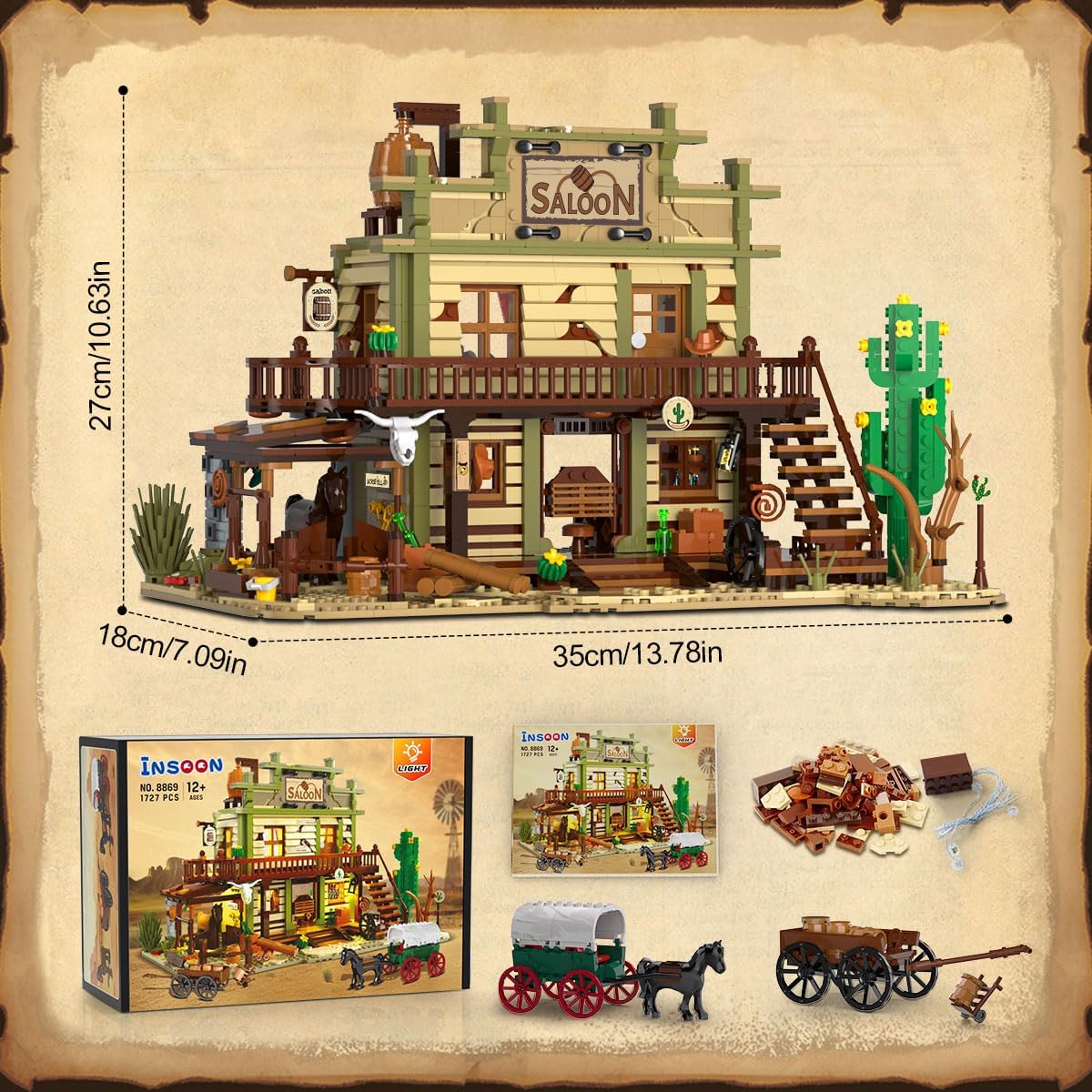 Set da Costruzione Saloon Western con Illuminazione LED