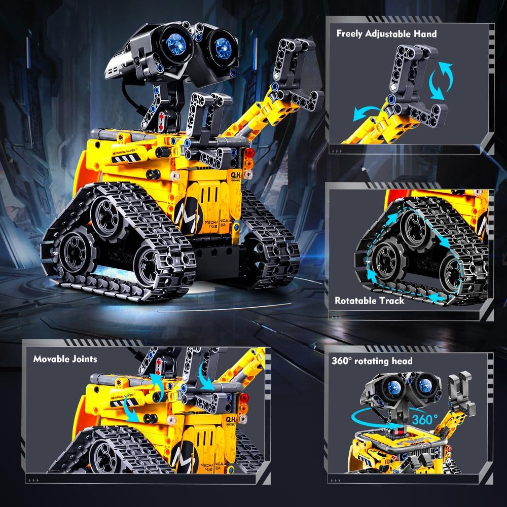Kit Robotico 5-in-1 per Bambini – 520 Pezzi con App e Telecomando, Robot da Parete, Ingegnere e Dinosauro