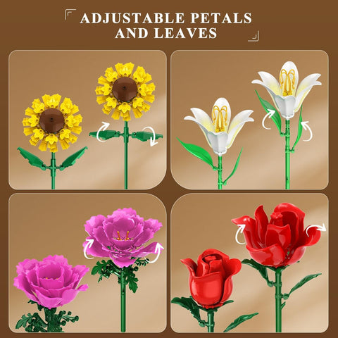 Bouquet di rose in mattoncini – set di costruzione con 18 rose