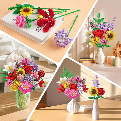 Blumenstrauß-Bausatz, 18 Blumen Rosen Sonnenblumen Deko für Zuhause