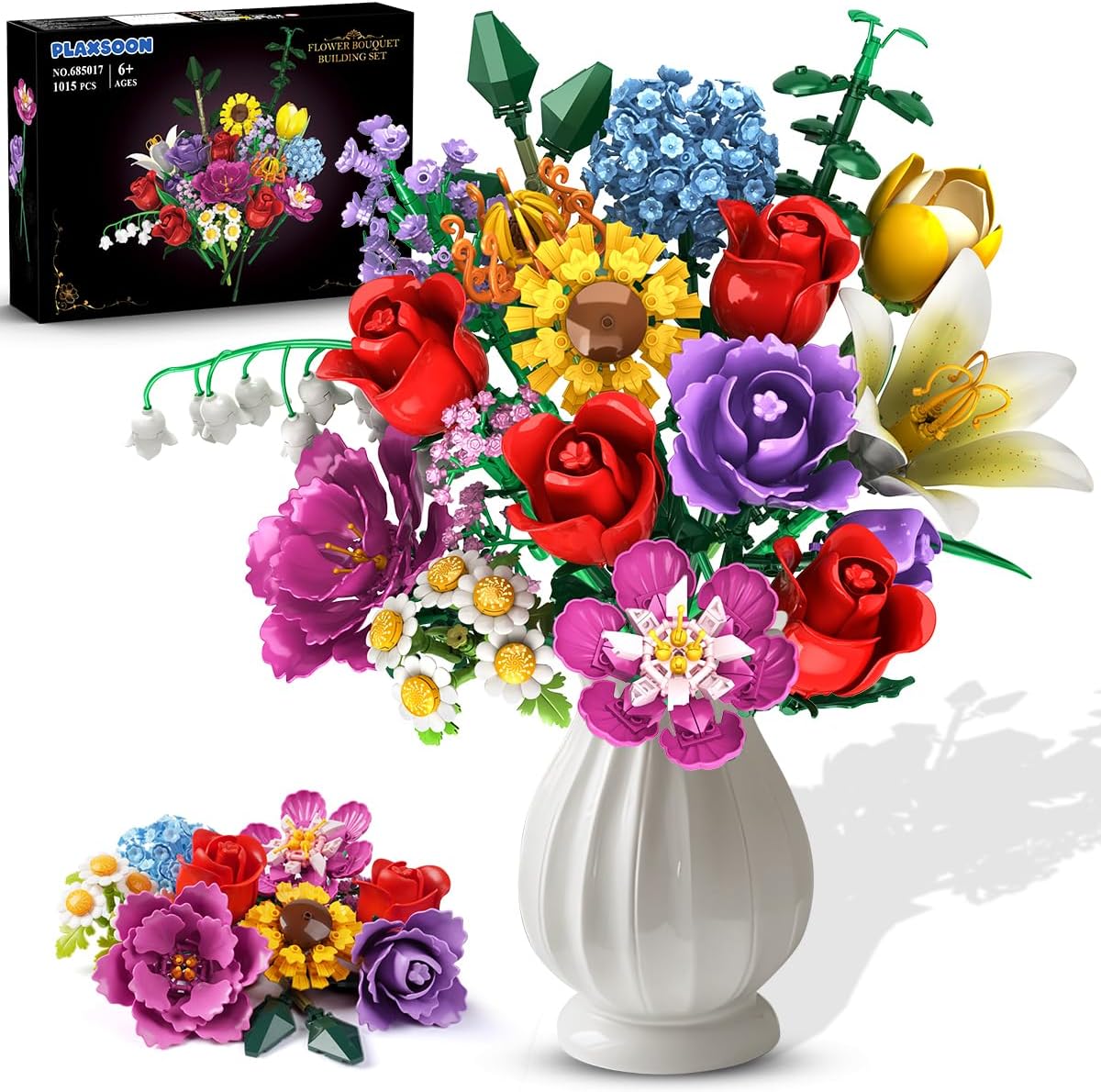 Bouquet di rose in mattoncini – set di costruzione con 18 rose