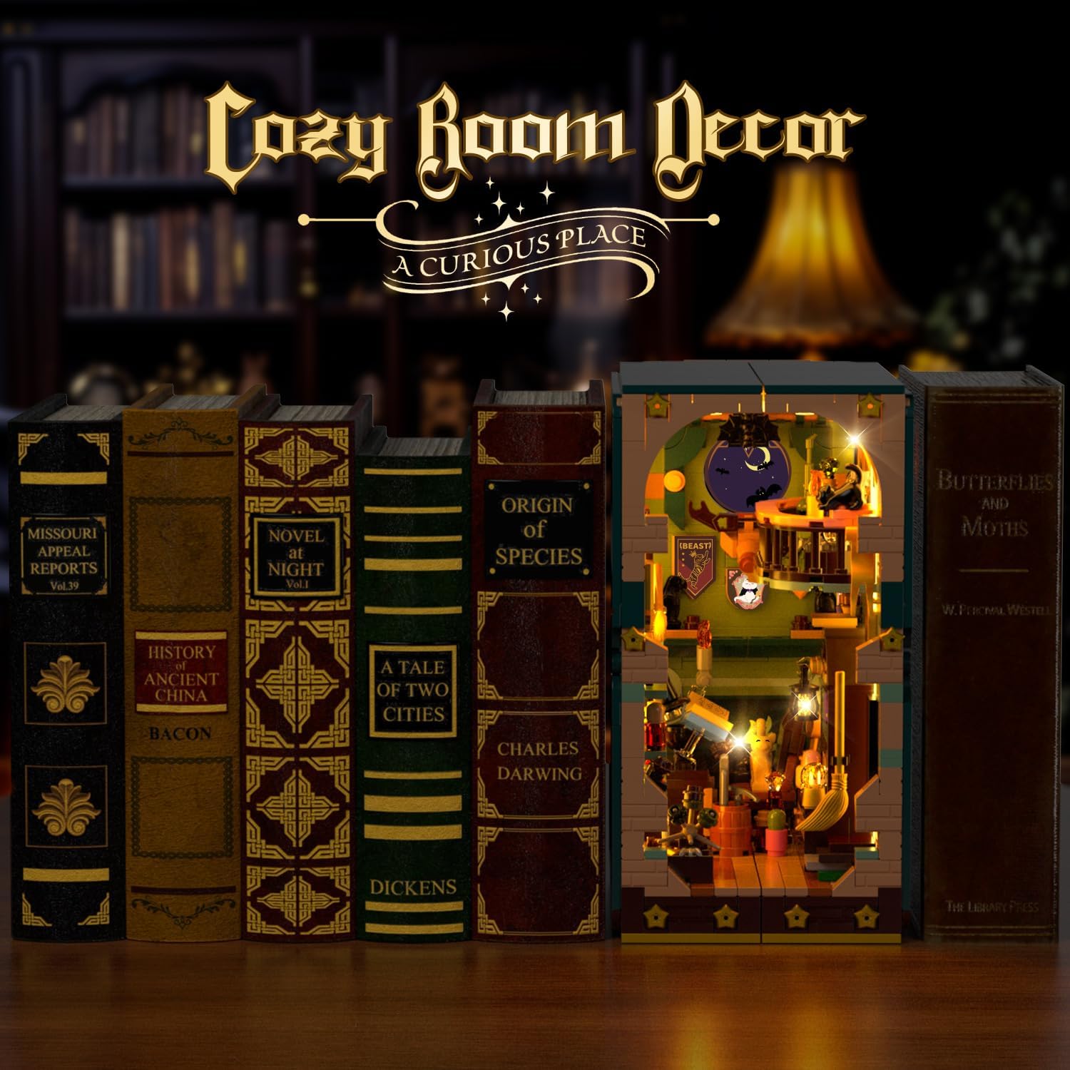 Set da Costruzione Book Nook Pozione Magica con Illuminazione LED