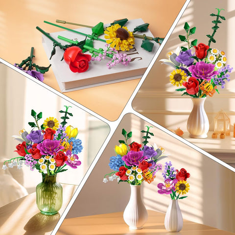 Bouquet di rose in mattoncini – set di costruzione con 18 rose