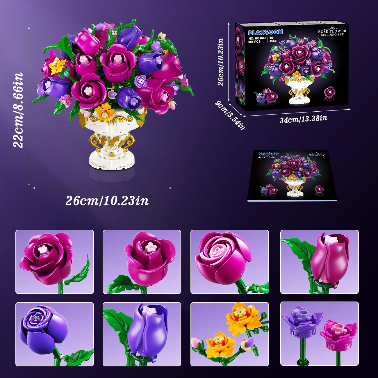Bouquet di Rose Viola con Vaso – Kit di Costruzione