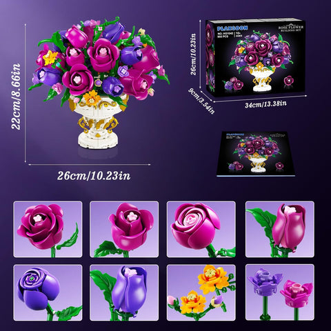 Bouquet di Rose Viola con Vaso – Kit di Costruzione