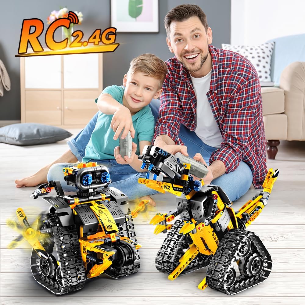 Kit Robotico 5-in-1 per Bambini – 520 Pezzi con App e Telecomando, Robot da Parete, Ingegnere e Dinosauro