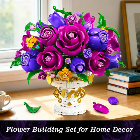 Bouquet di Rose Viola con Vaso – Kit di Costruzione