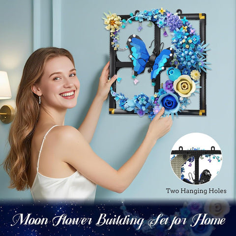 Set di costruzioni floreali a forma di luna con luce LED
