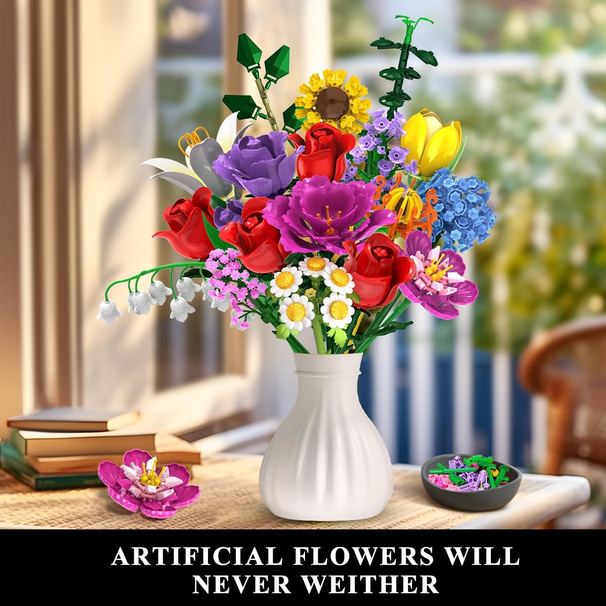Bouquet di rose in mattoncini – set di costruzione con 18 rose