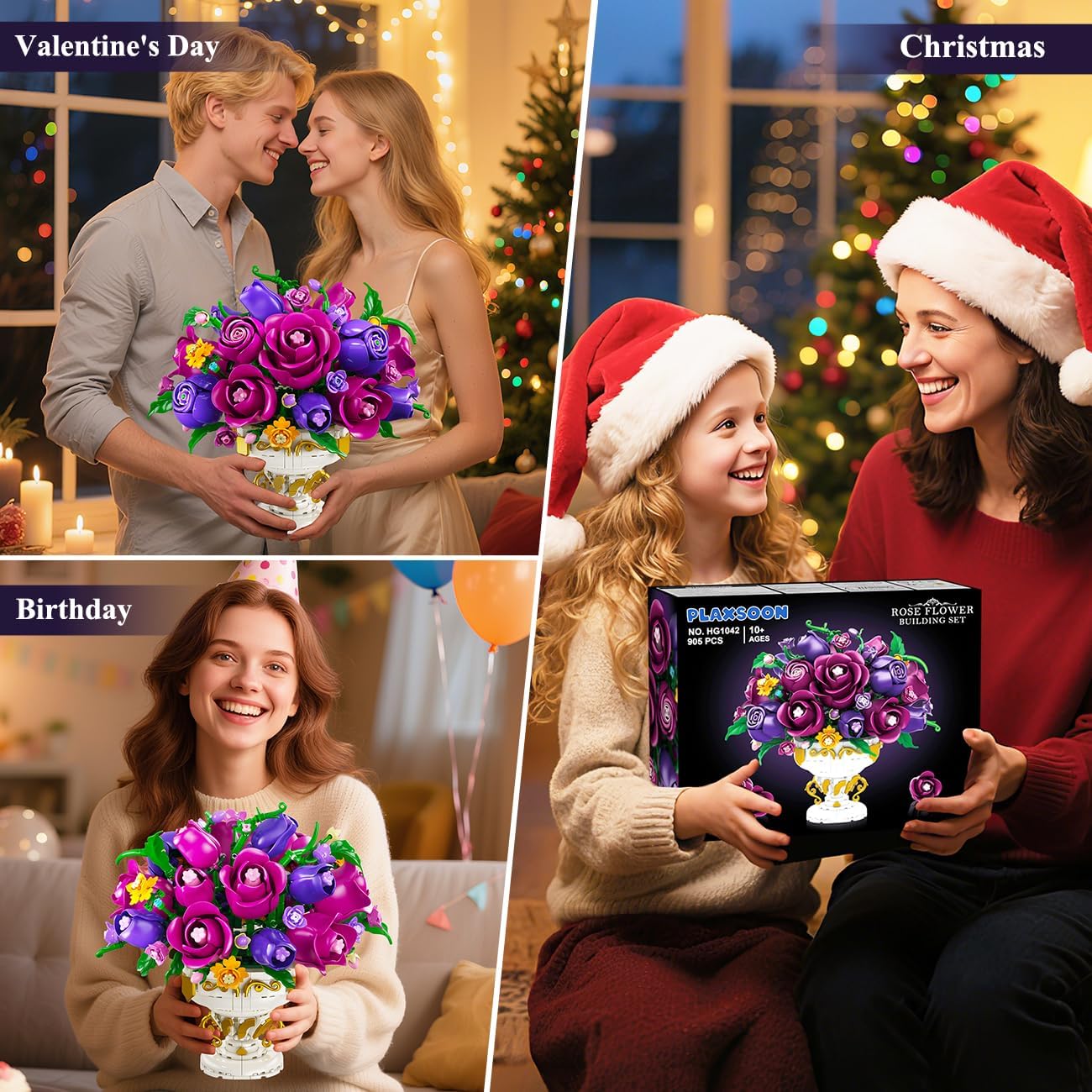 Bouquet di Rose Viola con Vaso – Kit di Costruzione