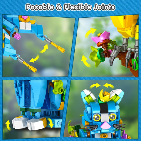 Set di costruzioni 3 in 1 con fiore, pappagallo e farfalla