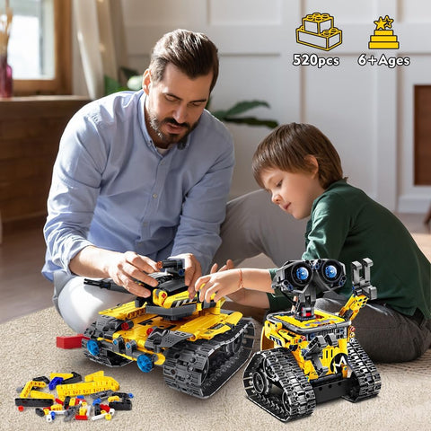Kit Robotico 5-in-1 per Bambini – 520 Pezzi con App e Telecomando, Robot da Parete, Ingegnere e Dinosauro