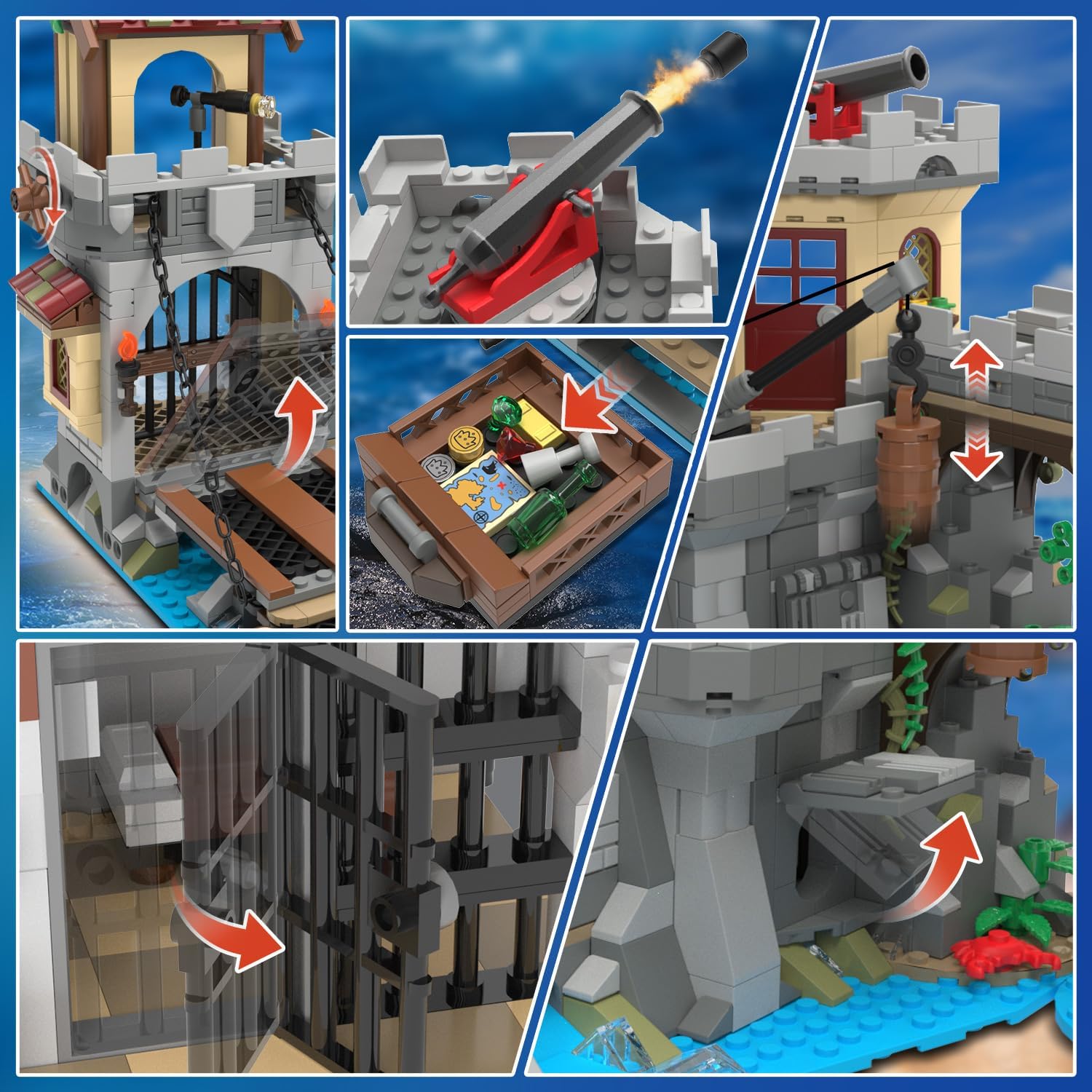 Set da Costruzione Castello dei Pirati con Illuminazione LED