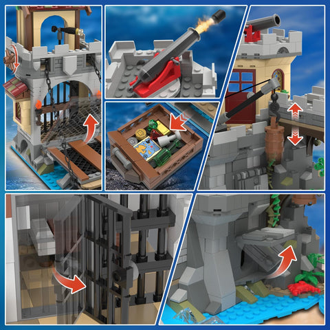 Set da Costruzione Castello dei Pirati con Illuminazione LED