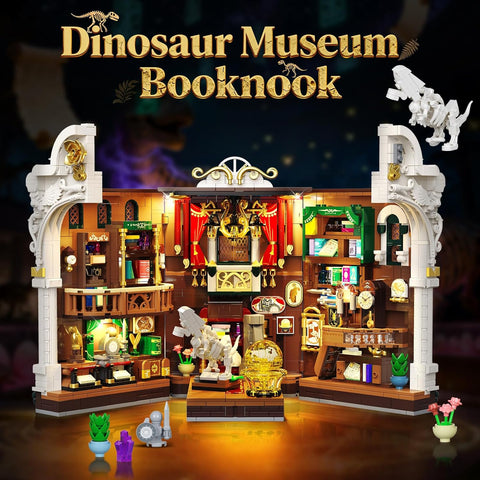 Book Nook Museo dei Dinosauri con Illuminazione LED – Kit di Costruzione