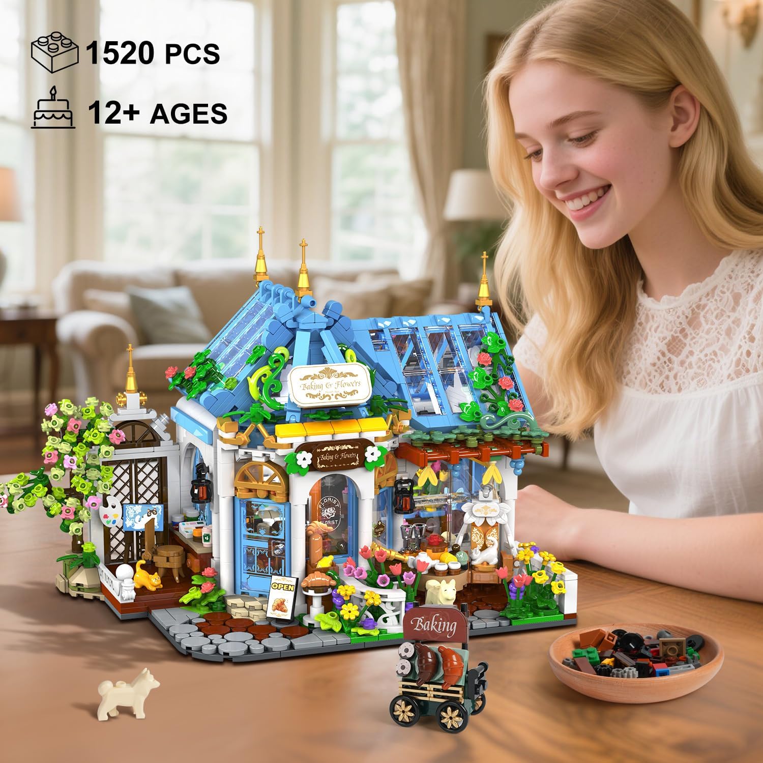 Set di Costruzioni Caffetteria Floreale con Luci LED