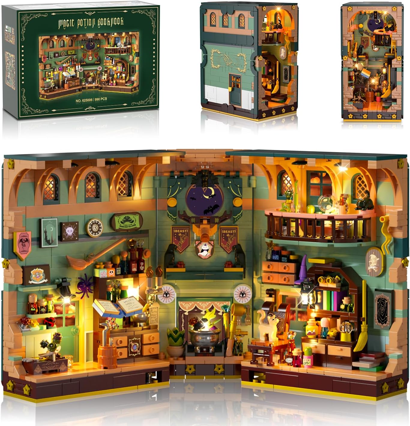 Set da Costruzione Book Nook Pozione Magica con Illuminazione LED