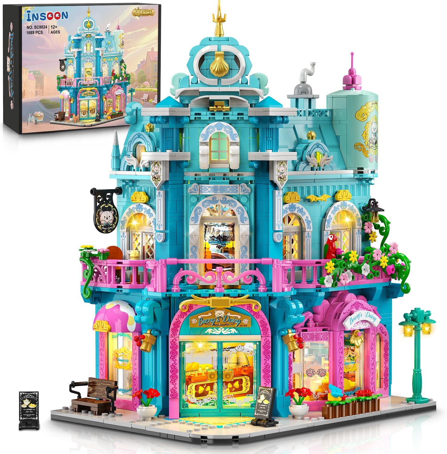Castello Milk Bakery – set di costruzioni con illuminazione e dettagli realistici