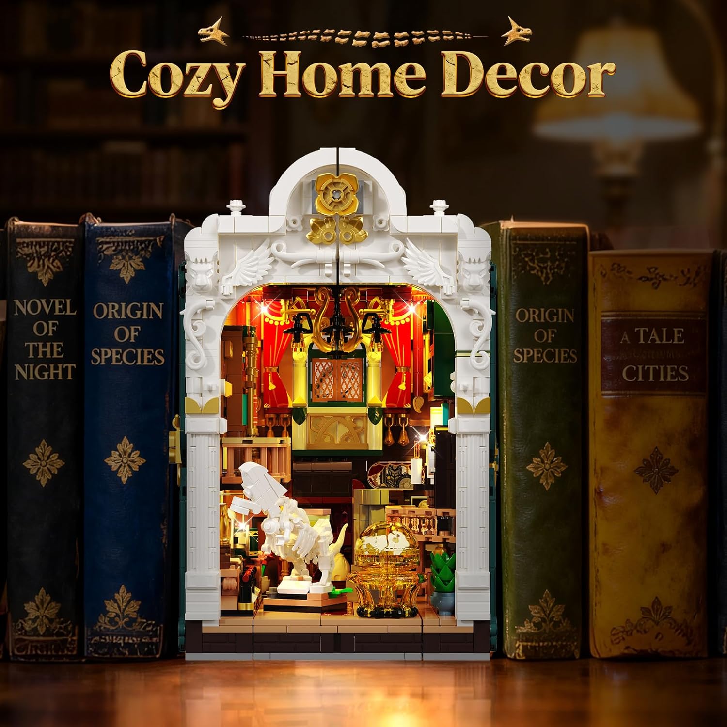 Book Nook Museo dei Dinosauri con Illuminazione LED – Kit di Costruzione