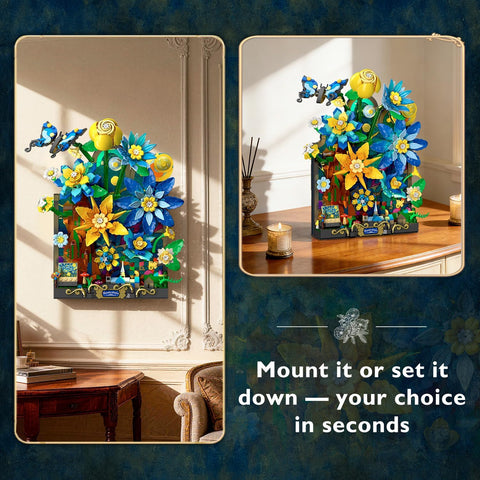 Set di Costruzioni Quadro Floreale Notte Stellata con Luci LED