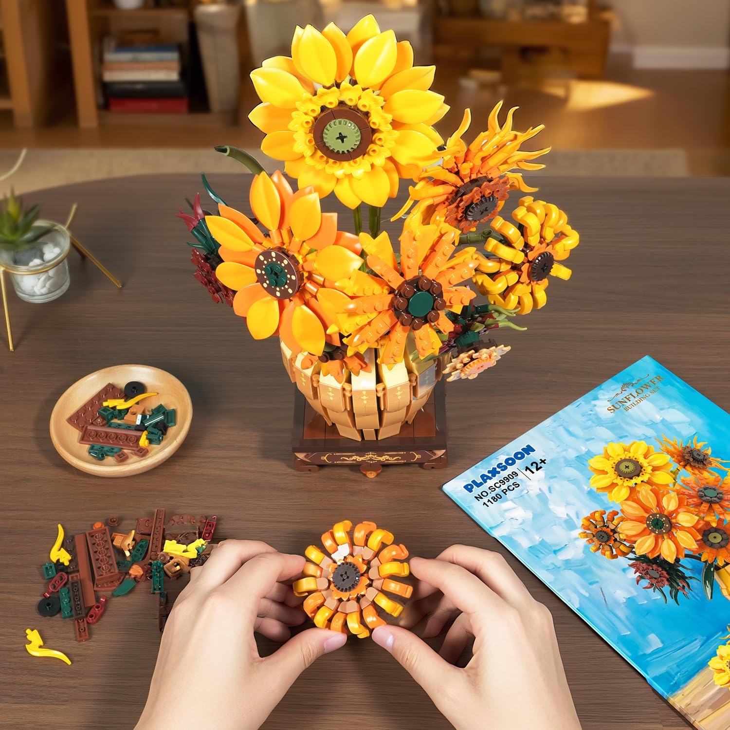 Kit di Costruzione Girasole con Illuminazione LED e Base a Vaso
