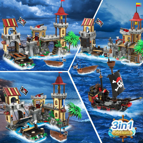 Set da Costruzione Castello dei Pirati con Illuminazione LED