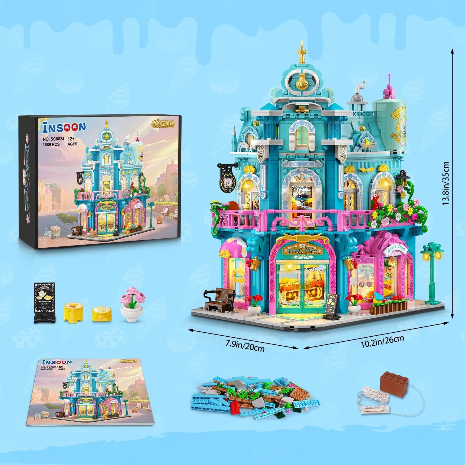 Castello Milk Bakery – set di costruzioni con illuminazione e dettagli realistici