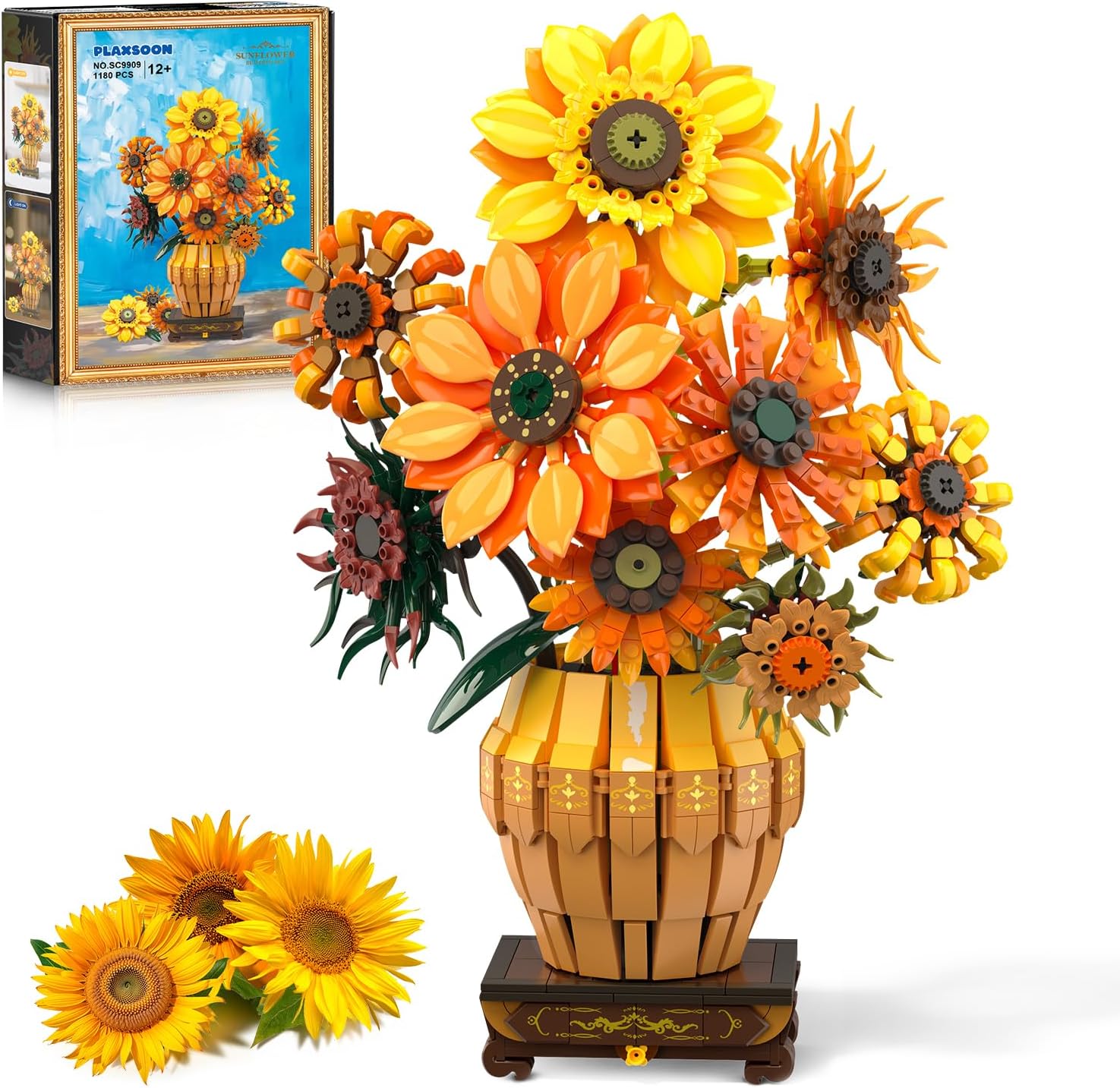 Kit di Costruzione Girasole con Illuminazione LED e Base a Vaso