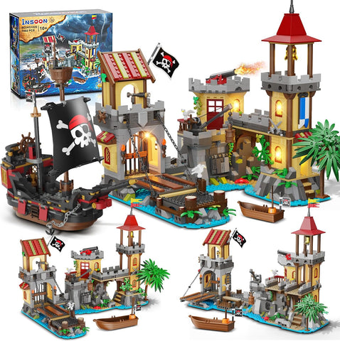 Set da Costruzione Castello dei Pirati con Illuminazione LED
