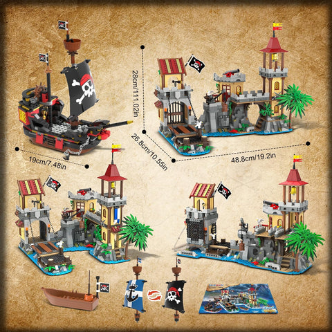 Set da Costruzione Castello dei Pirati con Illuminazione LED