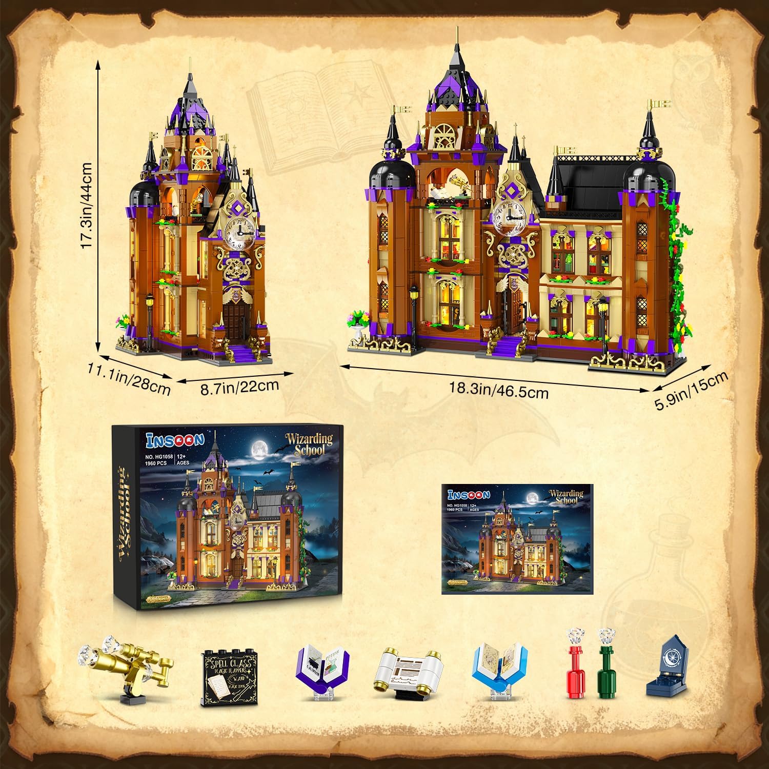 Castello della Scuola di Magia con Illuminazione LED